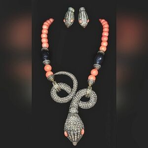Heidi Daus Serpent Snake Necklace And earrings.
